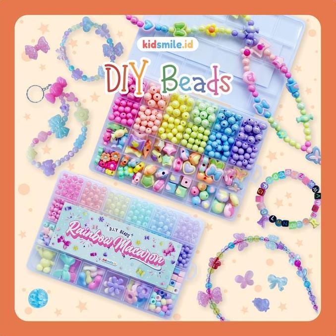 PREMIUM DIY Beads Anak Kidsmile Set Manik Manik Meronce Gelang Kalung Pernak Pernik Manik DIY Colorf