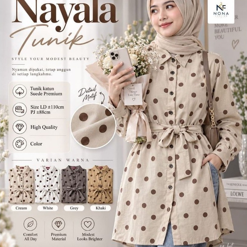 (Baru) Aranza Top Polkadot Beige Size M By 3mongkis