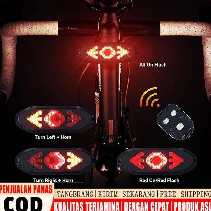 Lampu Belakang Sepeda LED USB Rechargeable Wireless Remote Sein Sepeda Pintar MTB Road Bike Lipat Sm