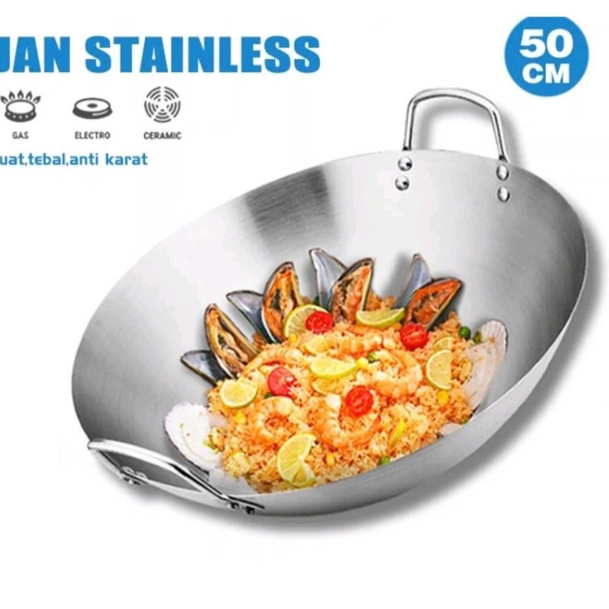 WAJAN STAINLESS 50cm Penggorengan Besar Wajan Gorengan Lalapan