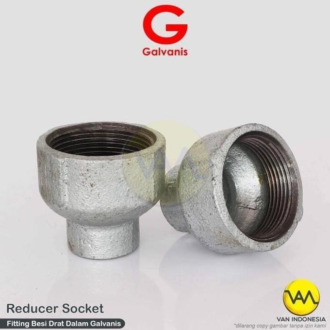 BEBAS ONGKIR - Reducer Socket Galvanis 4 inch Fitting Pipa Besi Drat Dalam