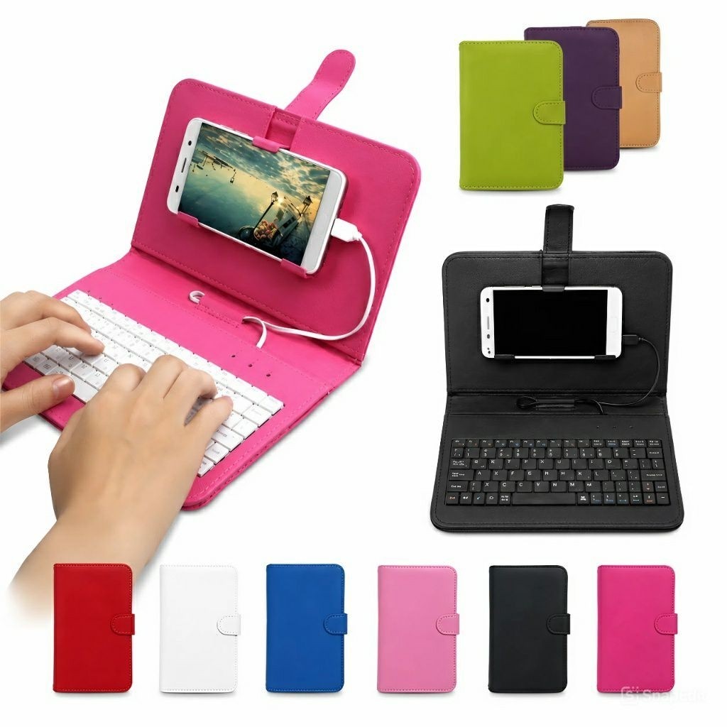 Wired Keyboard Flip Holster Case Cover Skin Protector For OTG Android Phone