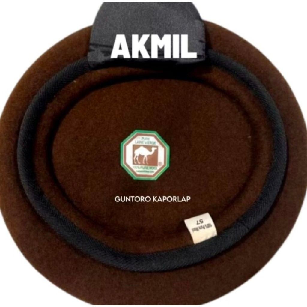 Baret Coklat AKMIL Merk Camel Original - Topi Baret Taruna Akmil 100% Pure Wool