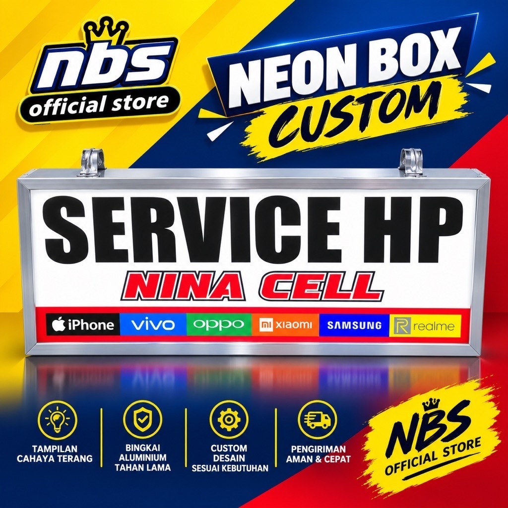 NEON BOX KONTER SERVIC HP CUSTOM 2 SISI
