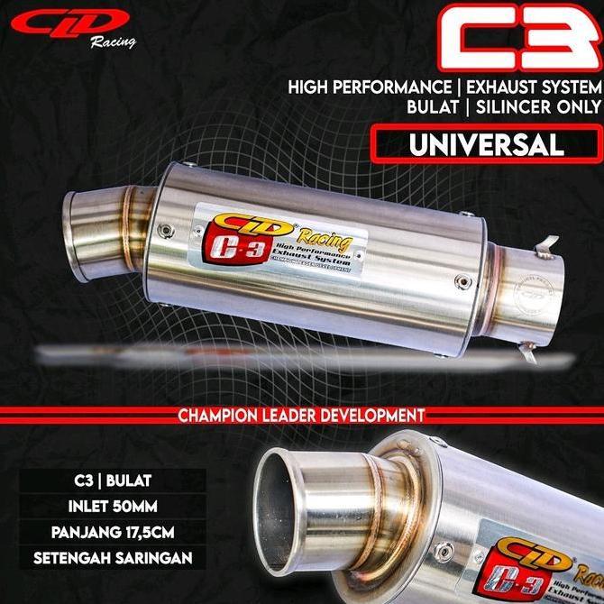 Silencer Only Knalpot CLD Racing type C3 Bulat/Oval Inlet 50 mm Original