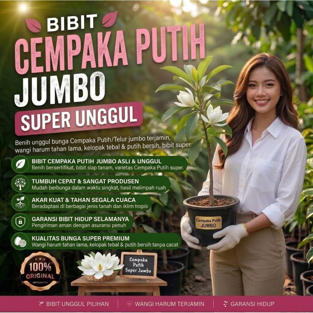 Bibit Bunga Cempaka Putih/Cempaka Telur Siap Tanam Cepat Berbunga
