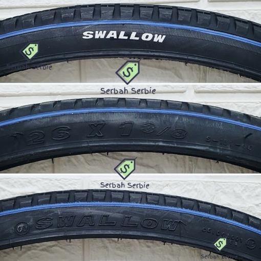 BAN LUAR SEPEDA 26X1 3/8 SWALLOW 590 26 X 1 3 per 8 HITAM PUTIH CTB PHOENIX JENGKI POLYGON SIERRA