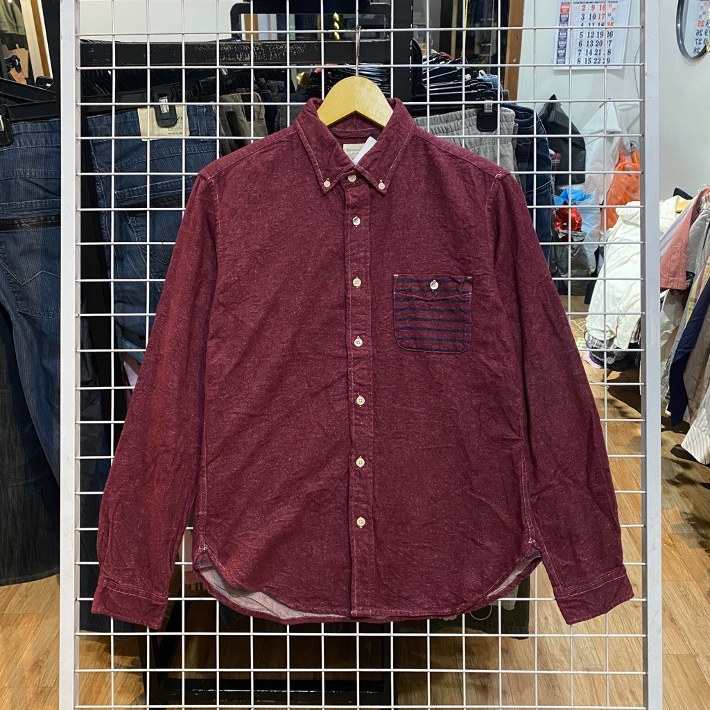 Back Number Burgundy Flannel Shirts #Fl1653