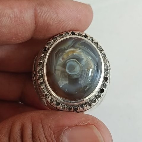 cincin akik yaman ring perak tebal