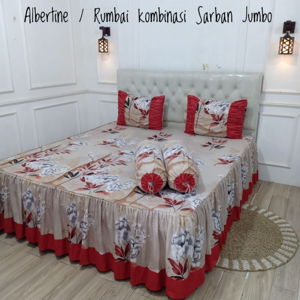 Sprei rumbai kombinasi sarban jumbo uk 160x200x20