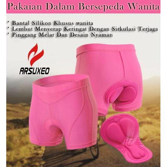 Celana Padding Wanita ARSUXEO 3D Gel Cool and Vibration Reduction Sport