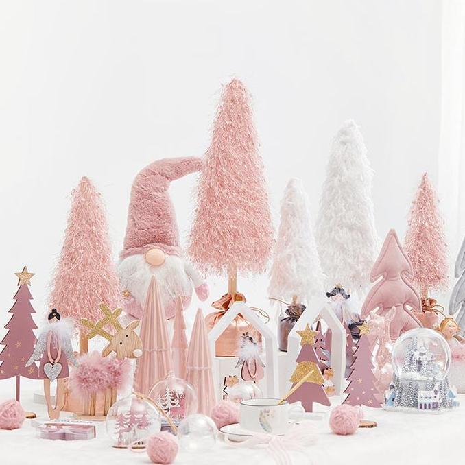 *#*#*#*#] Hiasan Dekorasi White Pink Tema Patung Boneka Pohon Natal Christmas Ornament Decoration