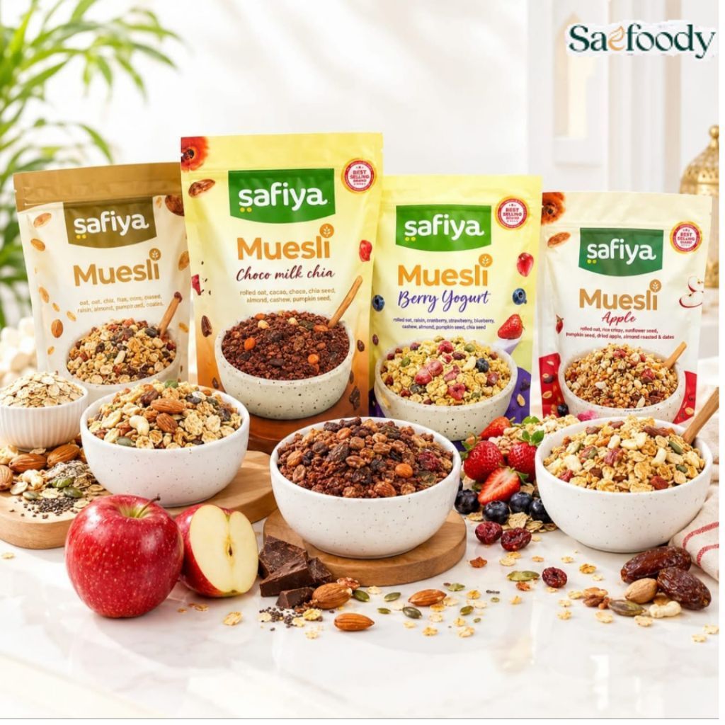 Safiya Muesli Berbagai Rasa With Almond Premium Sereal Sehat