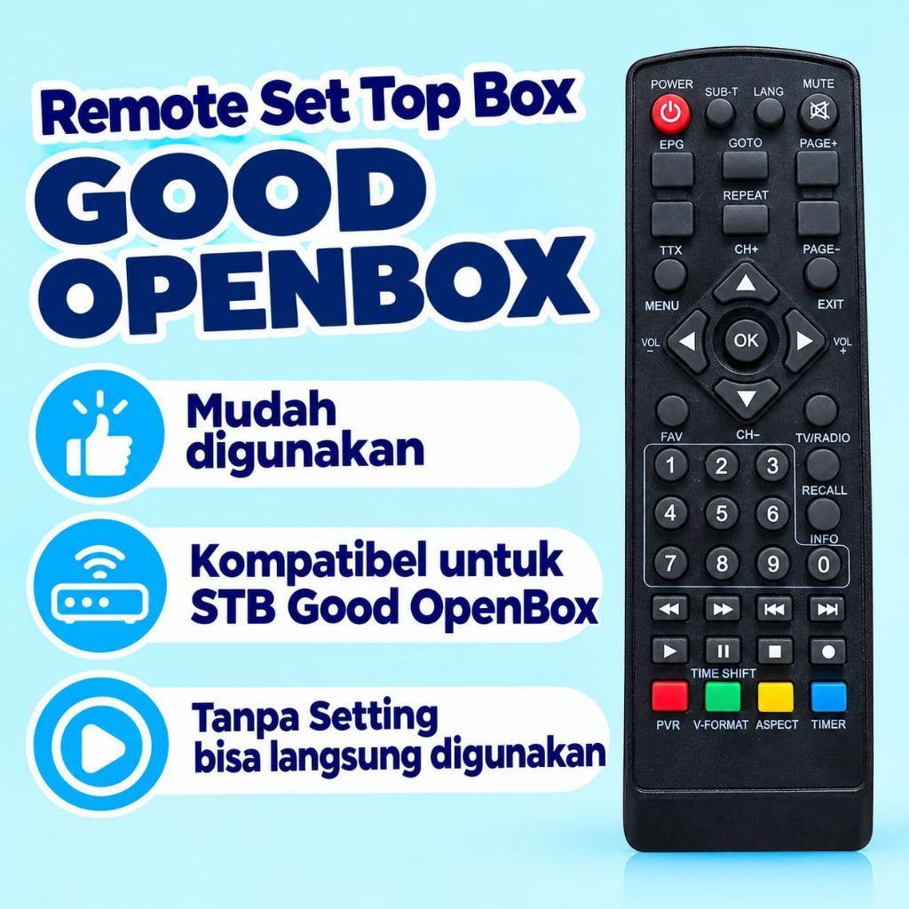 Remote STB Good OpenBox DVB T2 Remot Set Top Box Good Openbox Tanpa Setting