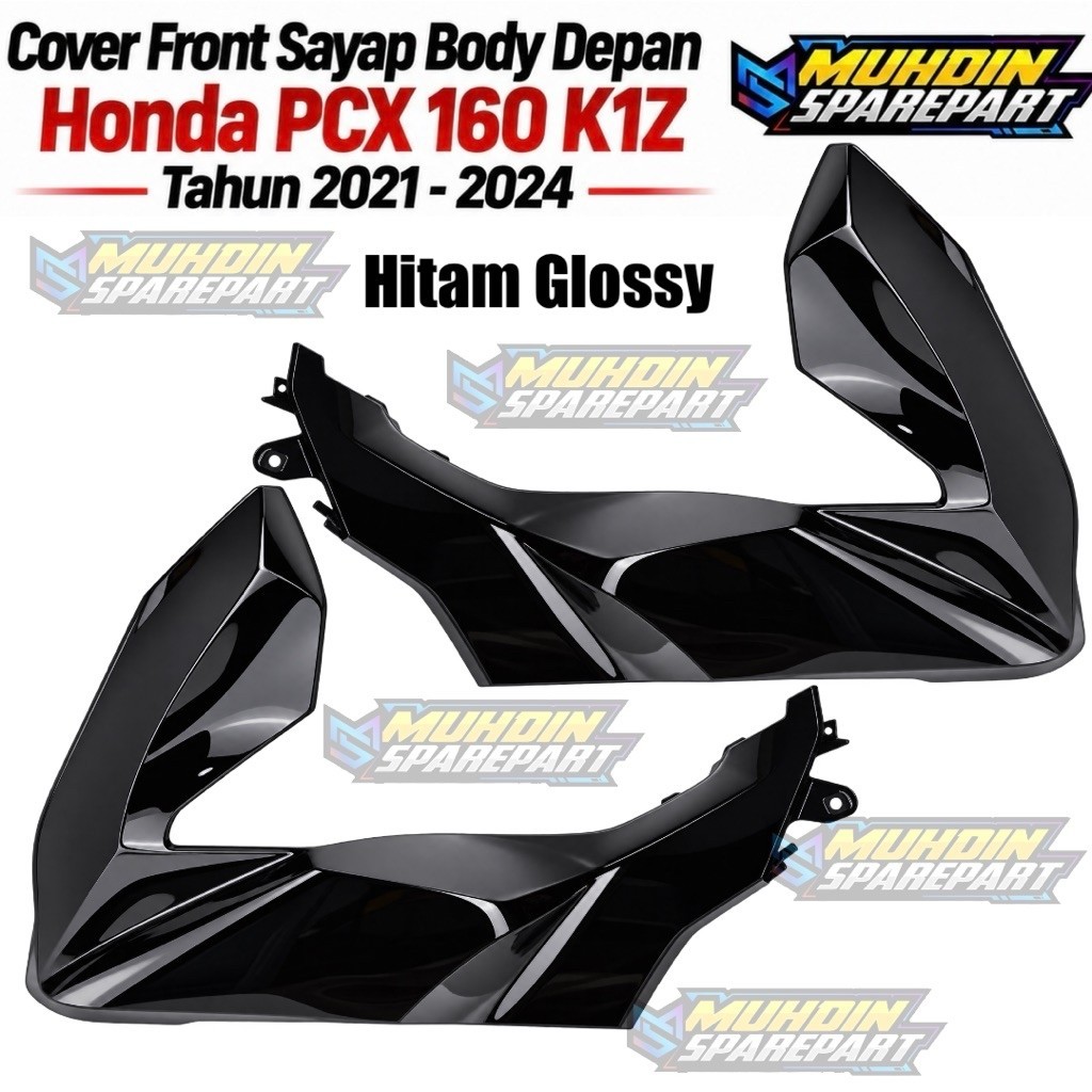 Cover Sayap Depan PCX 160 K1Z Lama 2021-2024 Hitam Glossy
