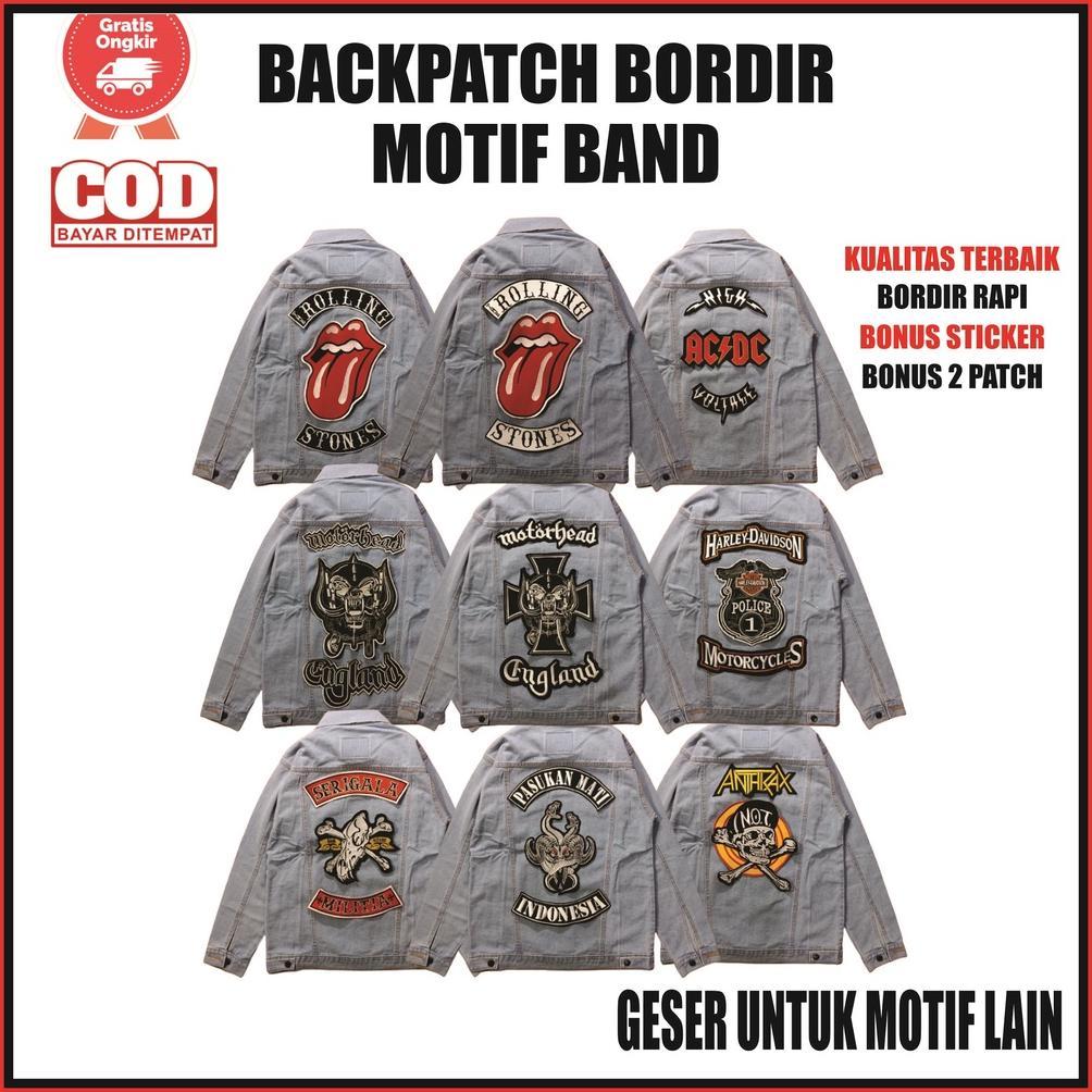 BACKPATCH EMBLEM PUNGGUNG PUNK JAKET JEANS BORDIR BESAR MOTIF BAND MOTORHEAD ANTRAX HARLEY