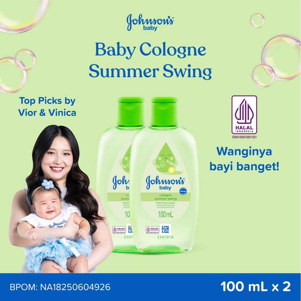 JOHNSON’S BABY Cologne Summer Swing 100ml ISI 2 - Minyak Wangi Bayi, Wanginya Bayi Banget, Fresh Fru
