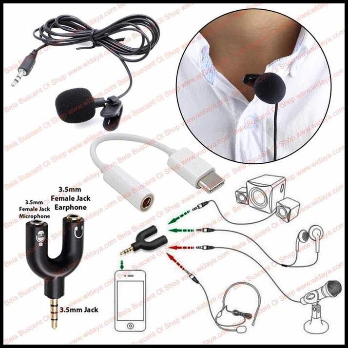 DISKON PAKET MIC CLIP ON UNIVERSAL ANDROID SMARTPHONE USB TYPE C MICROPHONE 