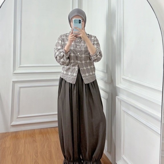 1765|| Celana Panjang Wanita Loose Ruffle – Celana Kulot Casual Pinggang Karet||Lingkar Pinggang 100