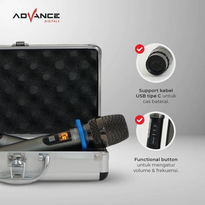 Advance Double Microphone Wireless MIC-403 / Mic Tanpa Kabel Profesional Untuk Karaoke dan Acara