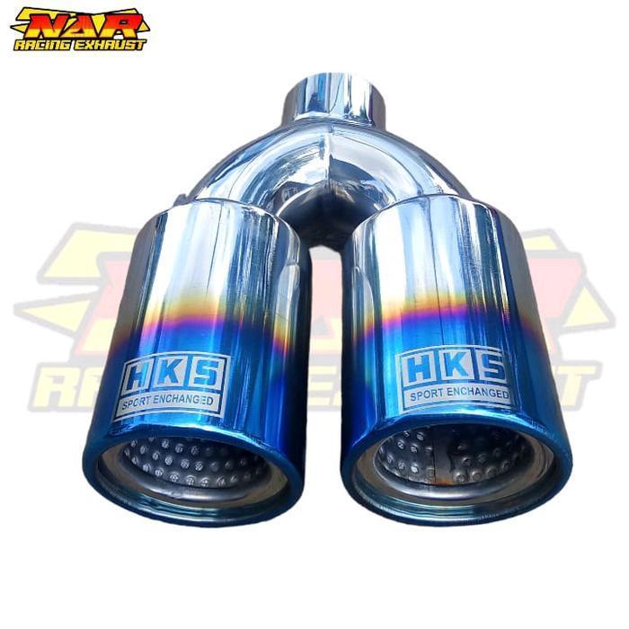 Knalpot Hks Cabang 2 Stainless Tipe Bas Gahar Universal Muffler Original Dan Terpercaya