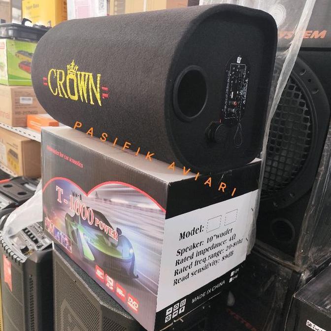 (BATAM) Crown Speaker Subwoofer 10 Inch Acoustic T-1000 Power Bass Profesional untuk Audio Mobil dan