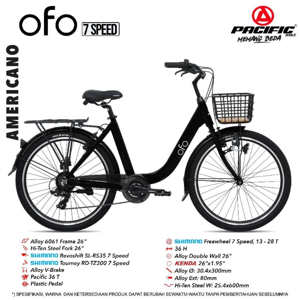 Sepeda Keranjang 26 OFO (7 Speed) Pacific Bike
