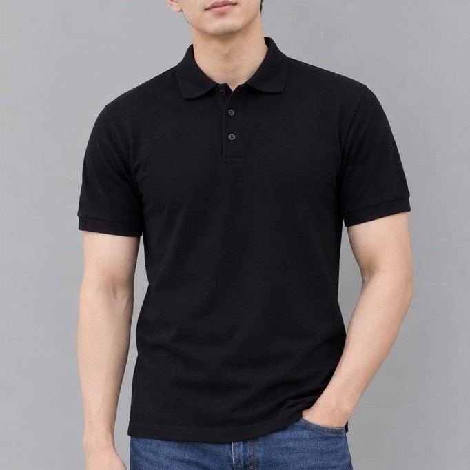 3'NTHREE WANGKI LACOST POLOS PRIA TANPA KANTONG HITAM / POLO SHIRT