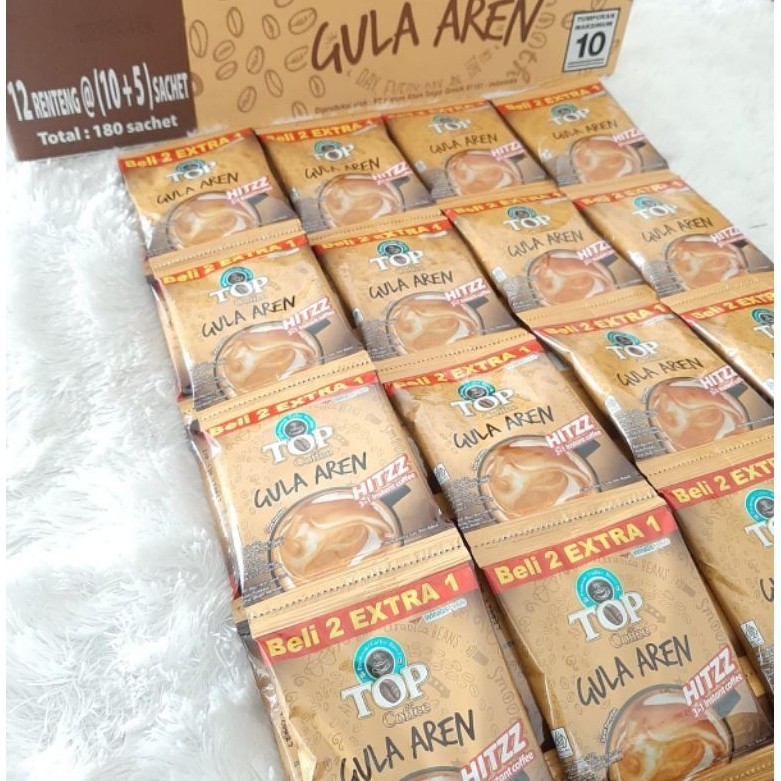 1 dus Kopi Top Gula Aren Sachet 250ml Rasa Creamy Manis Alami Gula Aren Asli 10 Gratis 5