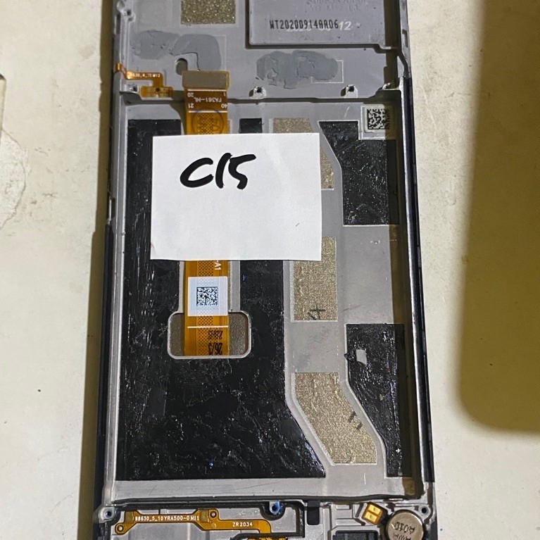 lcd + frame realme c15 second original  cabutan