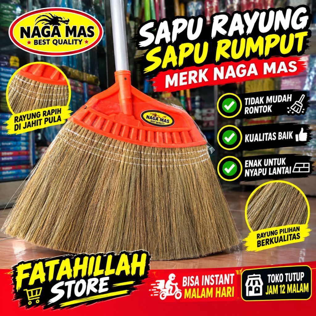 SAPU RUMPUT SAPU RAYUNG MERK NAGA MAS SAPU LANTAI SAPU COKLAT
