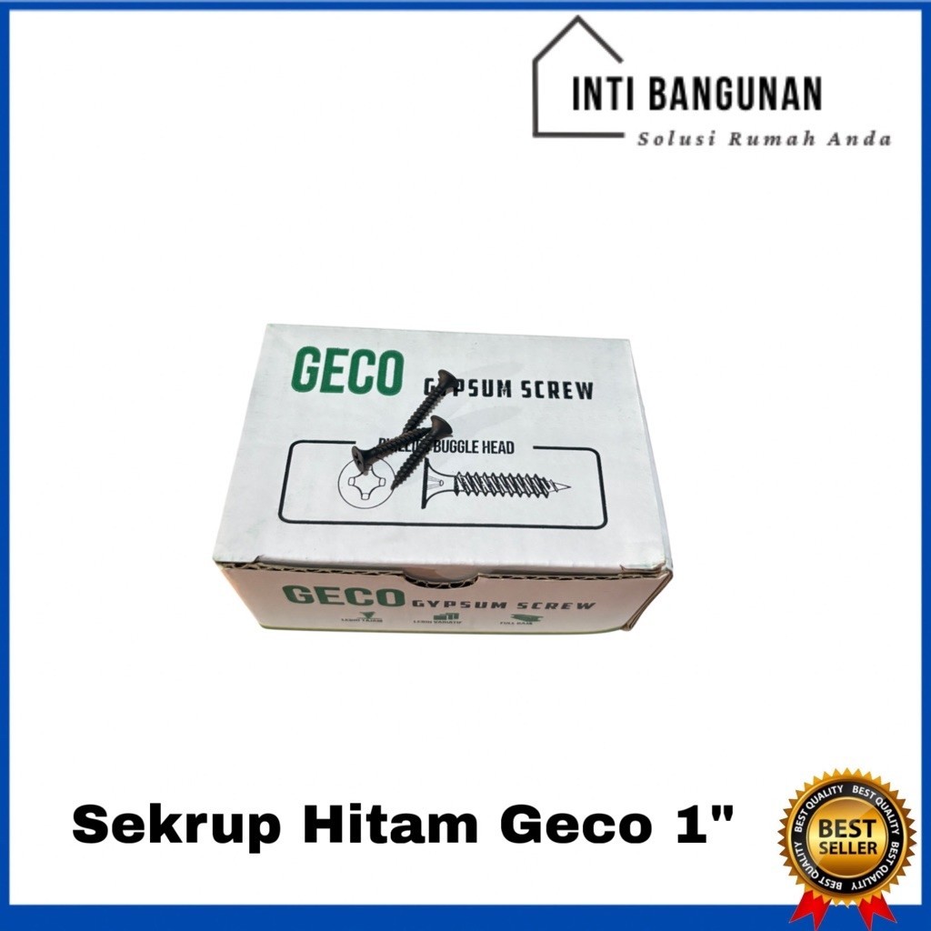 Sekrup Hitam Geco Gnet 1” 1 x 6 1 inch Sekrup Gypsum Klip WPC Wallpanel PVC Holo Baja Ringan