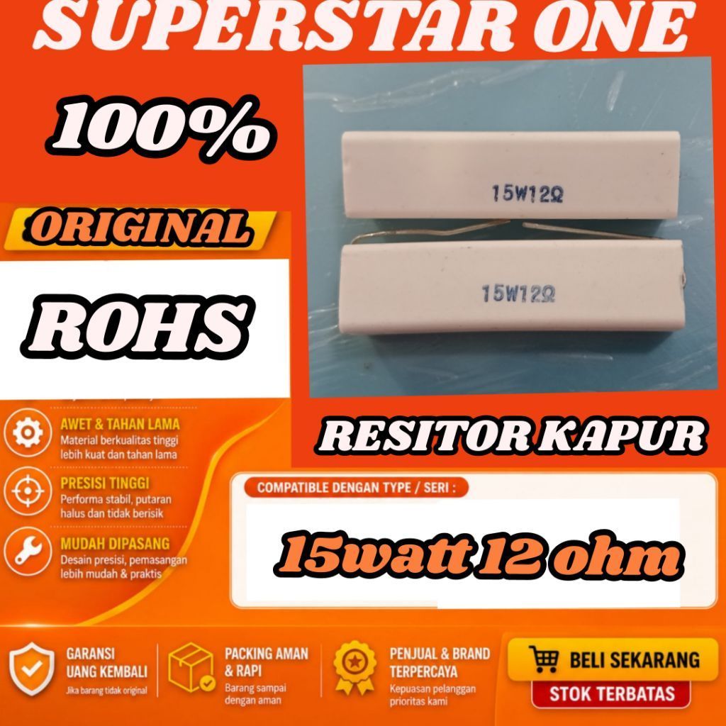 resistor 15W12ohm/RESISTOR KAPUR 15 WATT 12 OHM