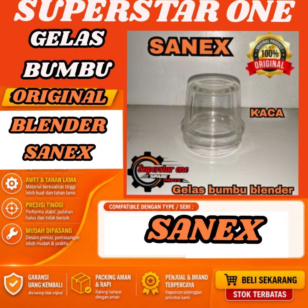 gelas bumbu blender sanex kaca/gelas kaca blender sanex