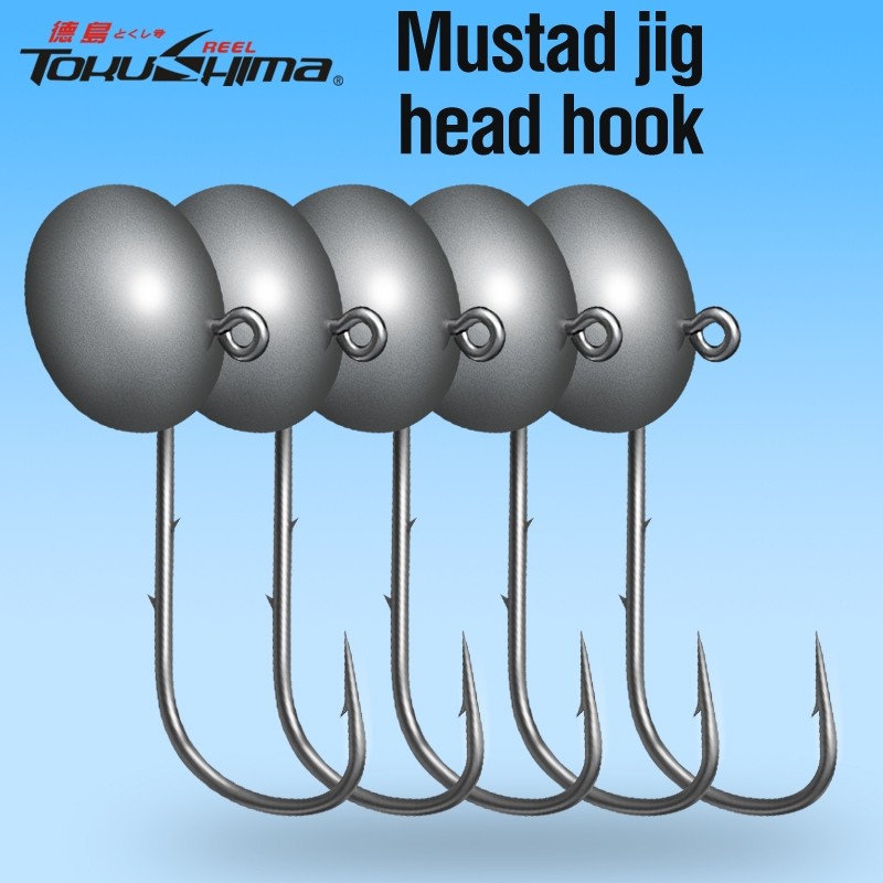 10PCS Mustad 0.8g-6g Jig Head Hook Saltwater Tackle Jig Hook Lead Round Ball Fishing Jigs Lead Sharp