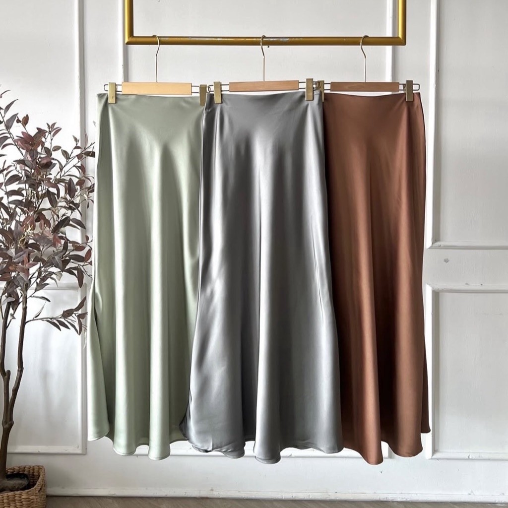 SATIN SKIRT IMPORT | Rok Satin | Rok silk | Rok Silky | Rok Polos | Rok Wanita | Rok pesta | Rok kon