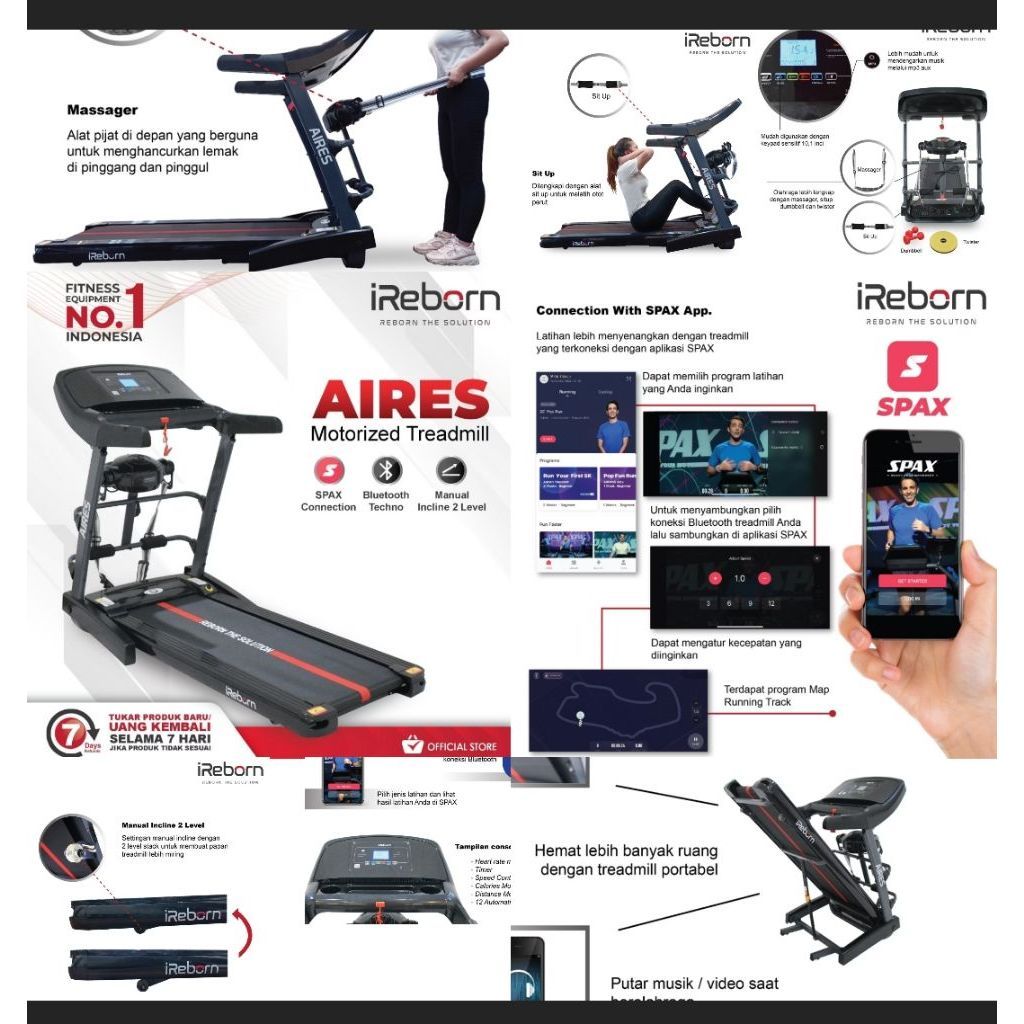 iReborn - Treadmill Elektrik Alat Fitness Aires i8 (second)