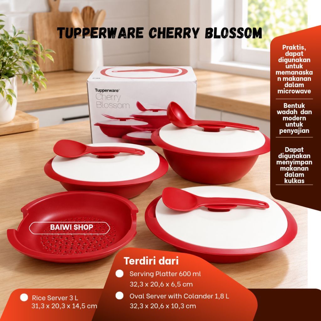 Cherry Blossom Tupperware set baru