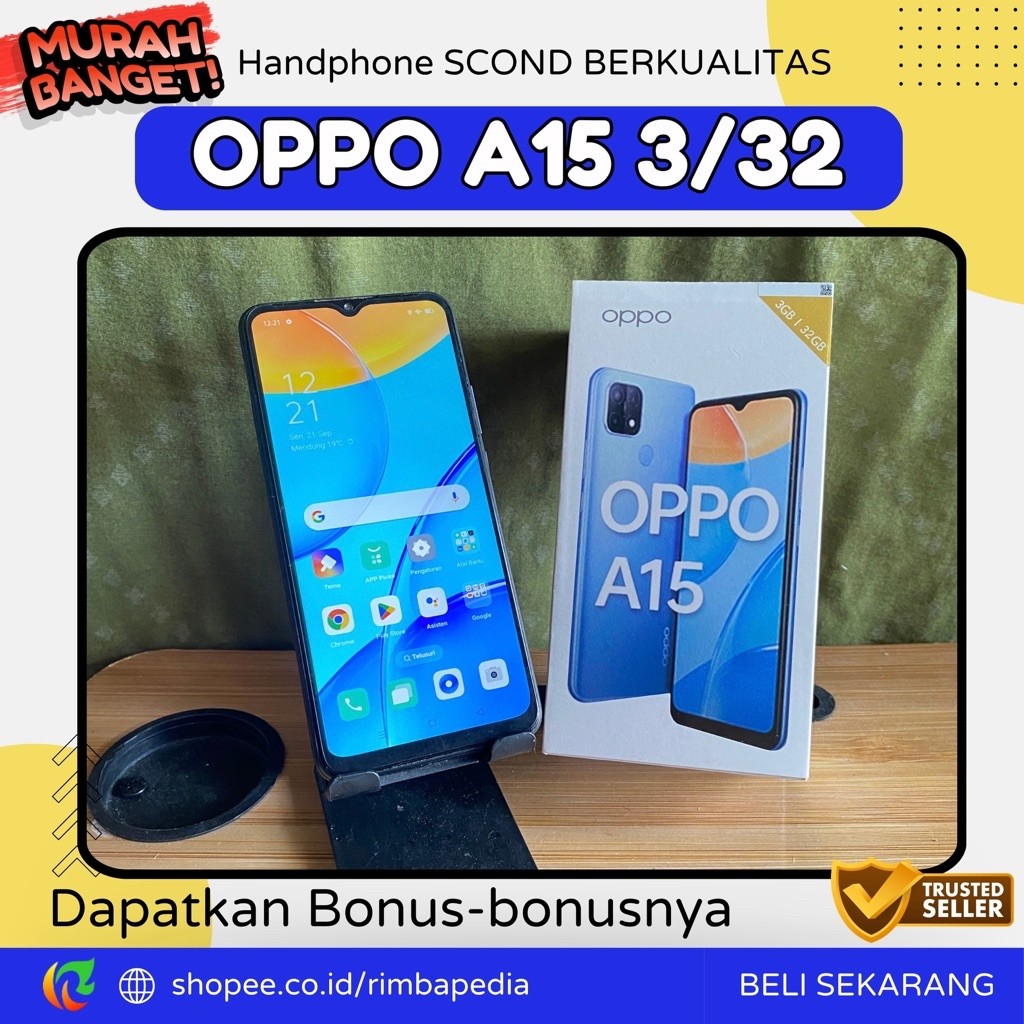 Oppo A15 Hp Seken Berkualitas Ram 3/32 Fulset dan Bonus Baca Deskripsi