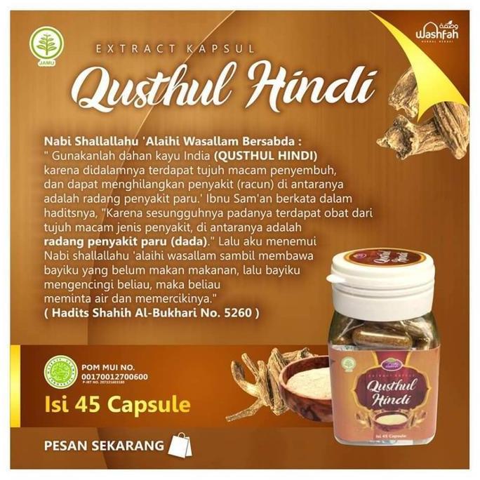 Miss- Qusthul Hindi Kapsul Herbal Redakan Flu Pilek Batuk Gangguan Pernapasan 45 Kapsul Bpom