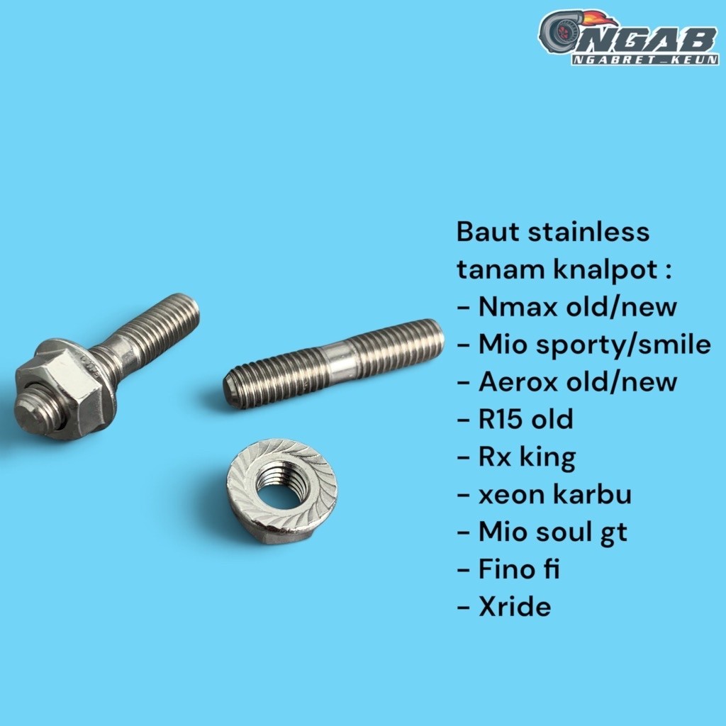 BAUT STAINLESS TANAM KNALPOT SET MUR KNALPOT NMAX AEROX 155 MIO SPORTY SMILE
