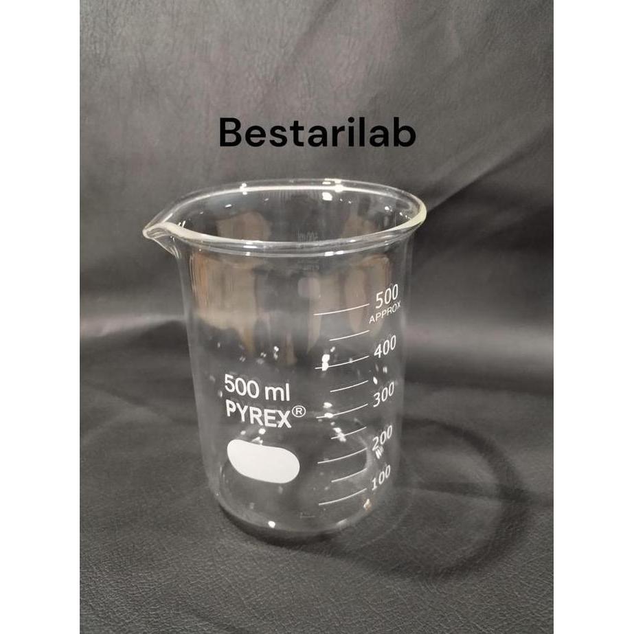 Beaker Glass / Gelas Kimia / Gelas Piala PYREX Kap 500 ml - Borosiliocate Tahan Panas