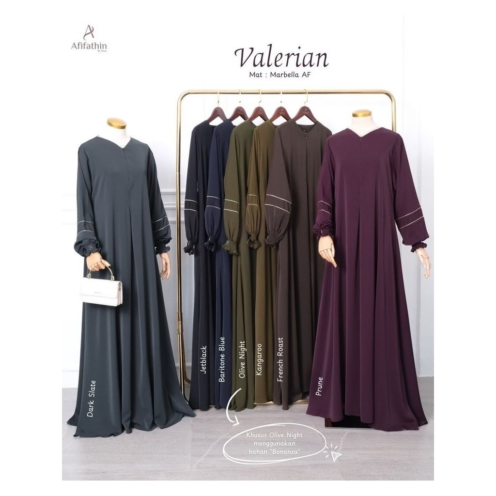 VALERIAN SERIES SET GAMIS BY AFIFATHIN | ABABAYA VALERIAN LENGAN KARET AFIFATHIN | ABAYA SYAR'I TERB