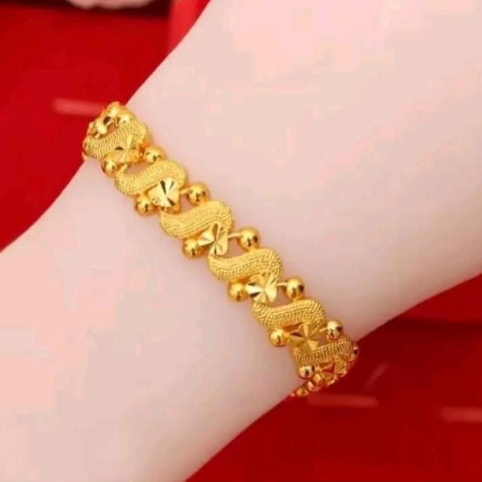 Lion- Gelang Tangan Desa Titanium Anti Luntur Perempuan - Pusat Xuping Titanium Emas Putih - Bracele