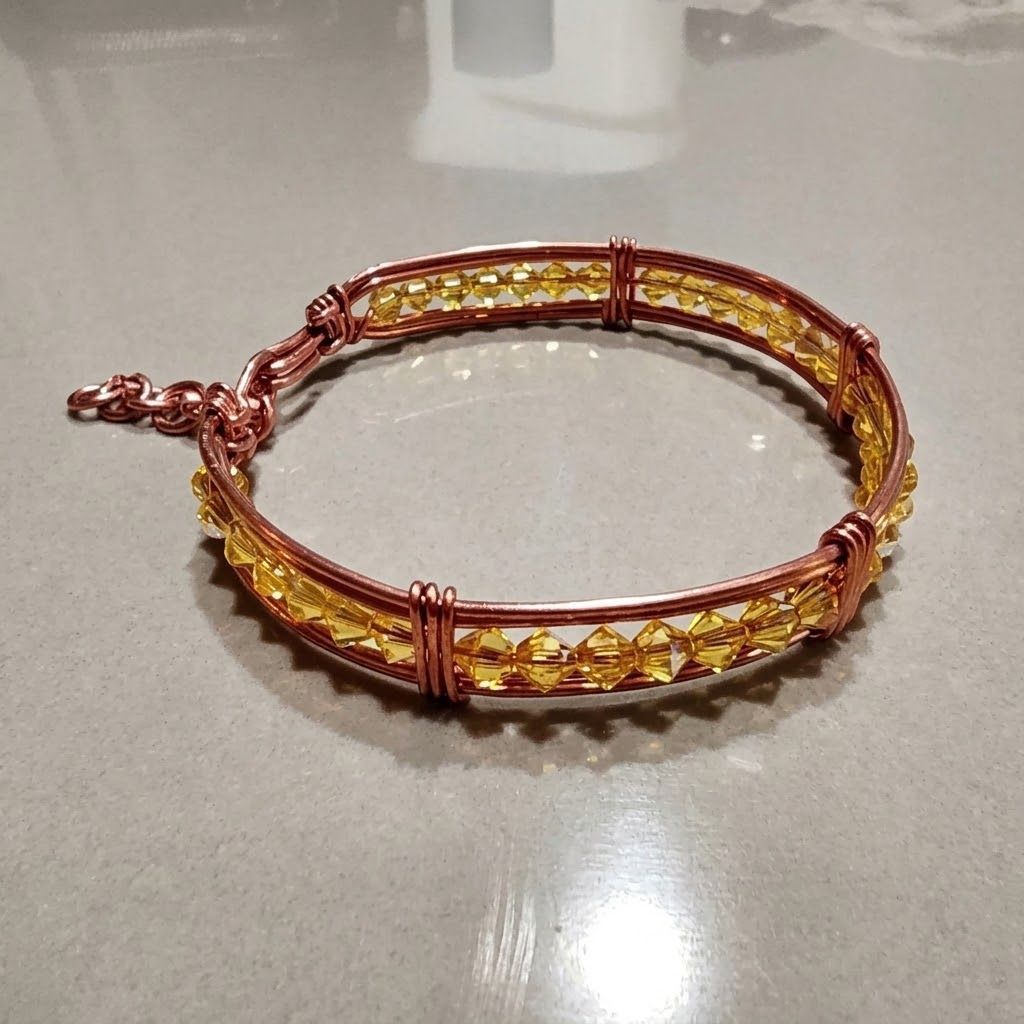 Gelang Bangle Wanita Tembaga Asli Murni dengan Kristal Swarovski