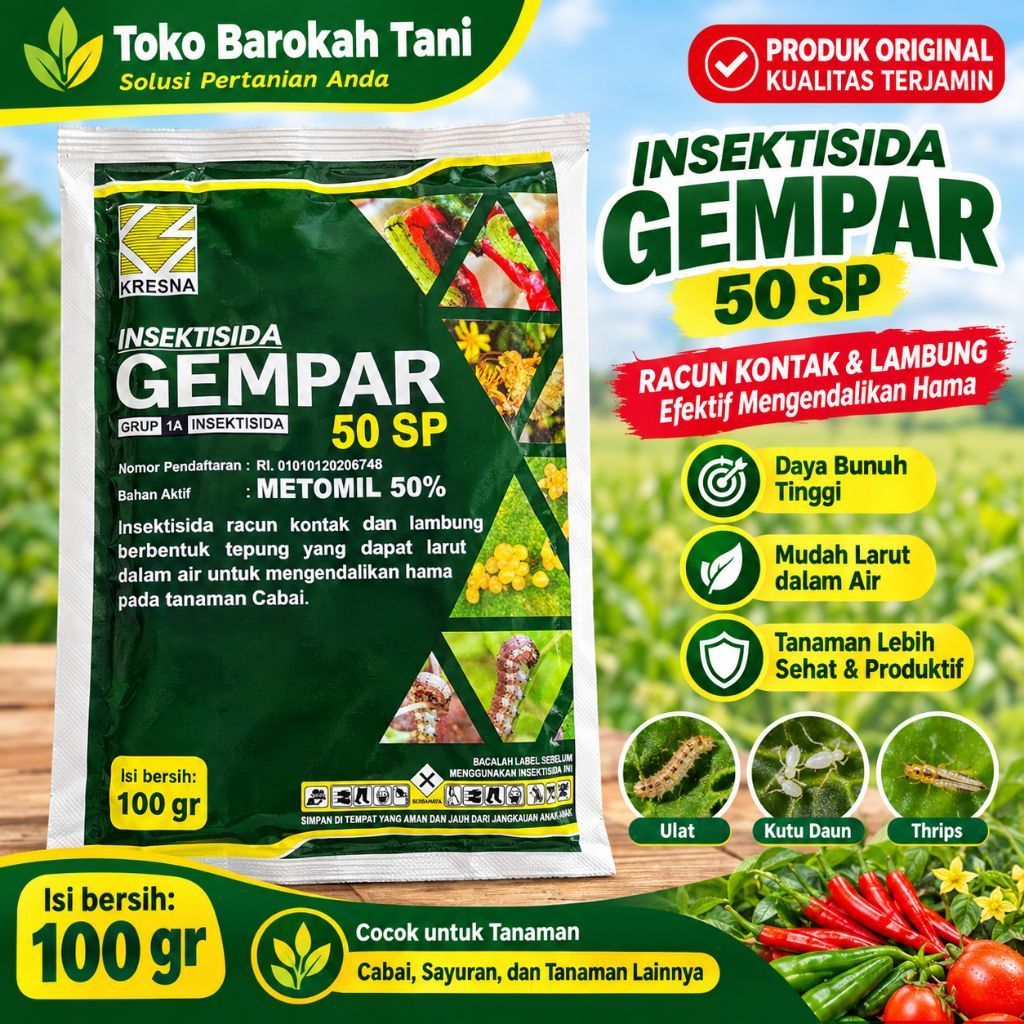 Insektisida Gempar 50 SP 100 Gram – Metomil 50% Racun Kontak & Lambung