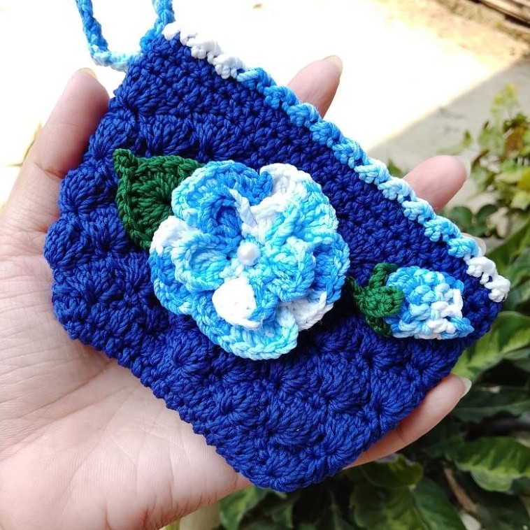DOMPET KOIN RAJUT // DOMPET RAJUT MINI // DOMPET RAJUT WANITA // DOMPET RAJUT KOIN WARNA NAVY