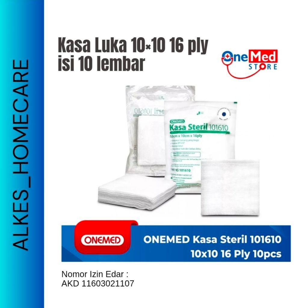 Onemed Kasa Steril 10x10 Kasa Luka Steril Kain Kasa Pembalut Luka Isi 10 Pcs