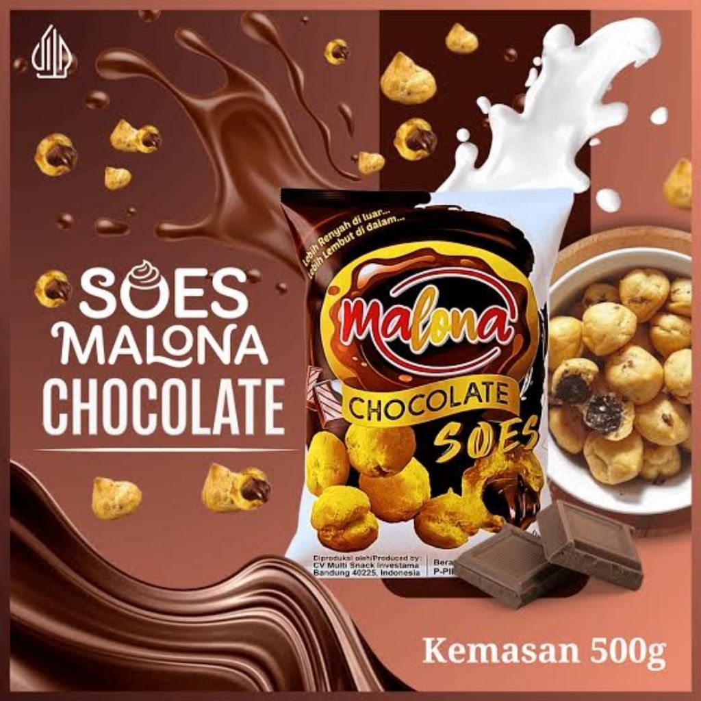 Soes Malona Coklat 500gr (kotak polos)