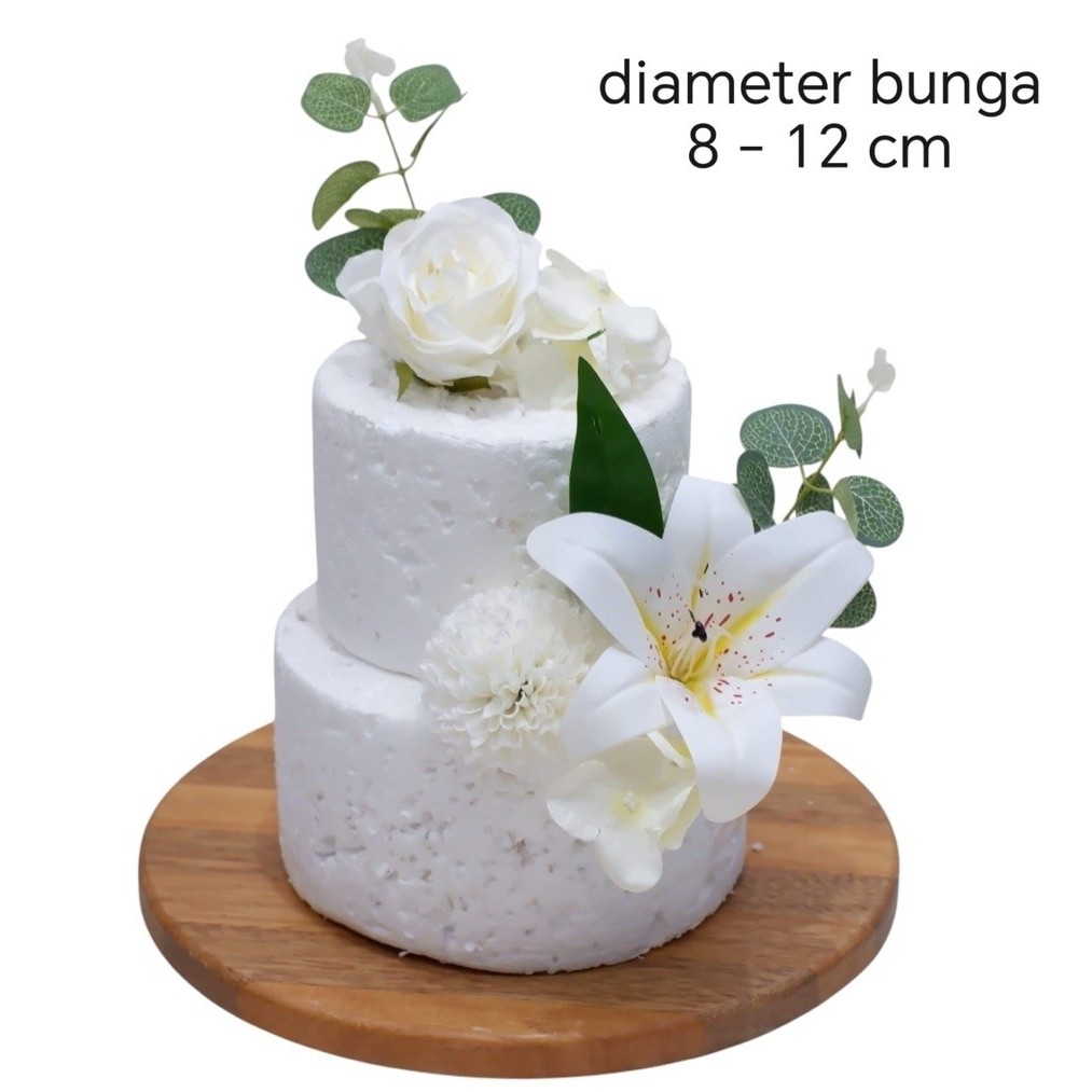 cake topper artificial flower white lily hiasan kue